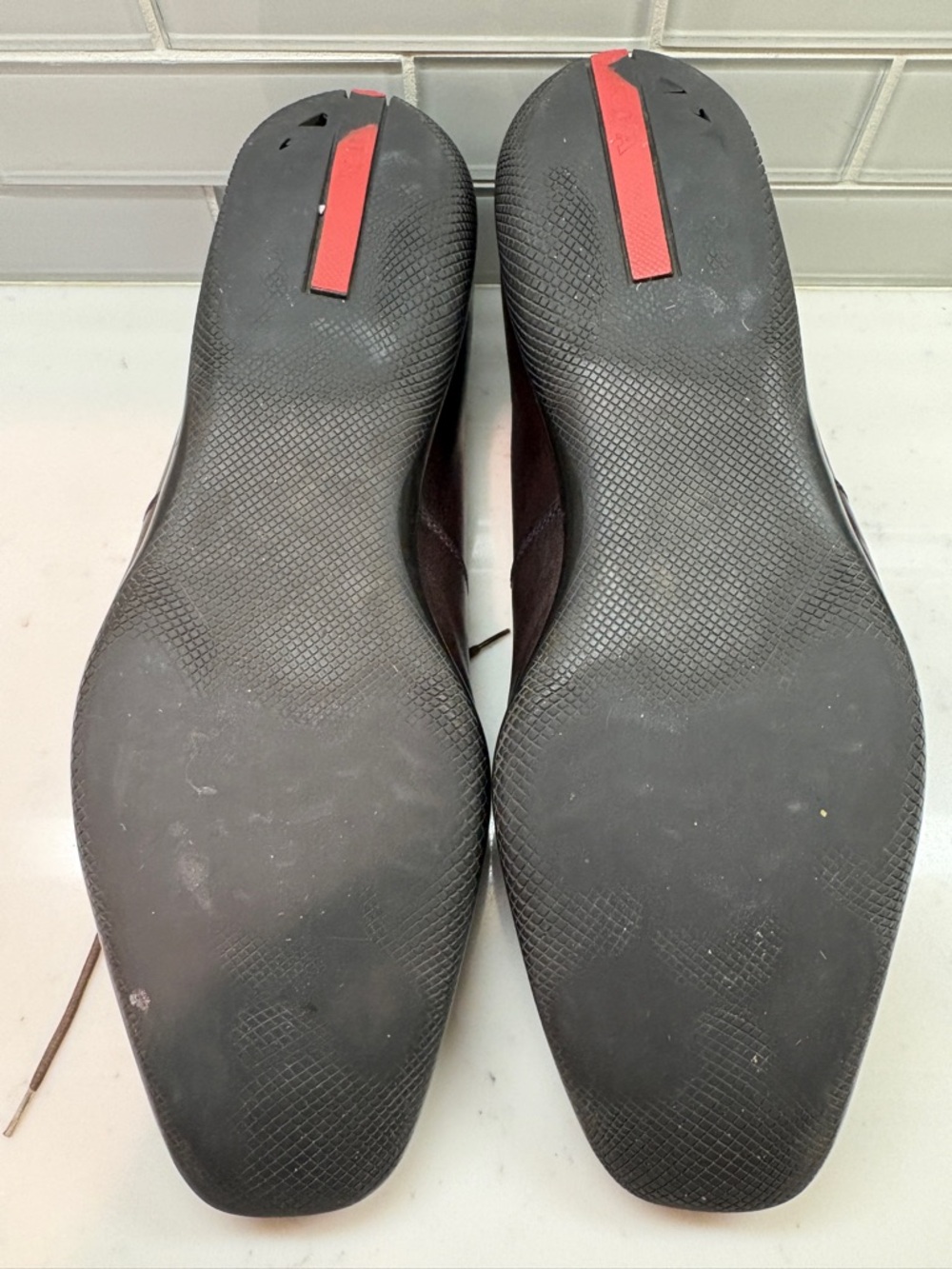 Prada Men's Brown Leather Lace-Up Oxfords - Picture 8 of 16